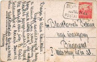 1918 Csopak, Hüvös-féle kastély + "POSTAI ÜGYN." (kopott sarkak / worn corners)