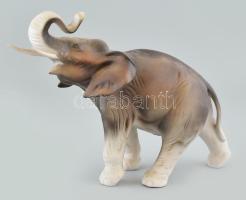 Porcelán elefánt. Csehszlovák, biszkvit porcelán jelzett, kis kopással 30 cm