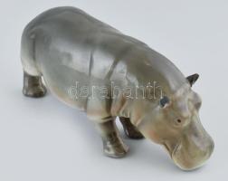 Goebel porcelán víziló. Kézzel festett, jelzett, minimális kopással 18 cm