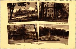 1943 Nyíregyháza, Sóstógyógyfürdő, strandfürdő, szálloda és étterem, vasútállomás és park (EK)