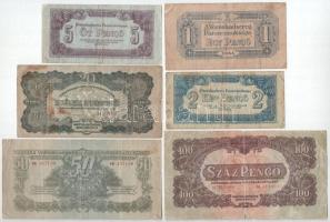 1944. 1P-100P (6xklf) "A Vörös Hadsereg Parancsnoksága" T:F,VG