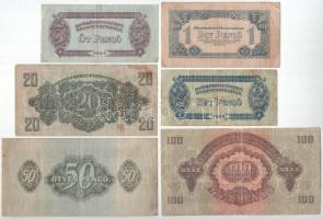 1944. 1P-100P (6xklf) "A Vörös Hadsereg Parancsnoksága" T:F,VG