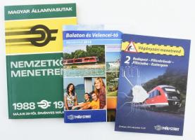 3 db MÁV menetrend: Magyar Államvasutak Nemzetközi menetrend 1988-1989, Balaton és Velencei-tó Menetrend 2014, Vágányzári menetrend 2 Budapest - Pilisvörösvár - Piliscsaba - Esztergom.