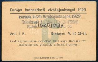 1929 Európa katonatiszti vívóbajnokság tisztijegy