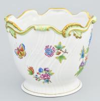 Herendi Viktória mintás kaspó. Kézzel festett, jelzett, minimális lepattanással d: 18 cm, m: 16 cm