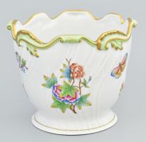 Herendi Viktória mintás kaspó. Kézzel festett, jelzett, minimális lepattanással d: 18 cm, m: 16 cm