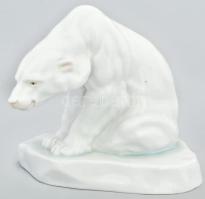 Herendi nagy jegesmedve. Kézzel festett, jelzett, hibátlan 22, m: 20 cm