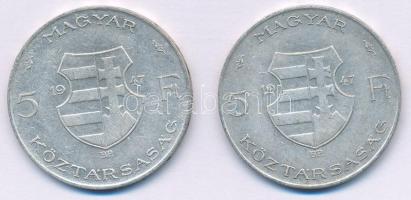 1947. 5Ft Ag "Kossuth" (2x) T:XF,VF
Adamo F8.1