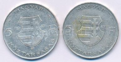 1947. 5Ft Ag "Kossuth" (2x) T:XF,VF
Adamo F8.1