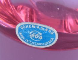 Lila kristály asztali dísz. Cseh kristály, anyagában színezett, jelzett, hibátlan 11 cm