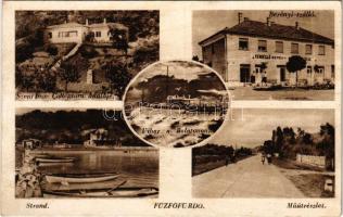 1948 Balatonfűzfő, Fűzfőfürdő; Szent Imre Collegium üdülője, Berényi szálloda és vendéglő, Vihar a Balatonon, Strand, műút (fl)