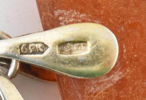 Borostyán medál ezüst szerelékkel 3 cm