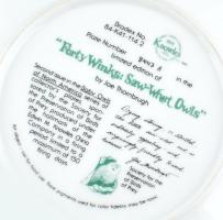 Kowles baglyos porcelán dísztál, Matricás, jelzett, hibátlan 22 cm