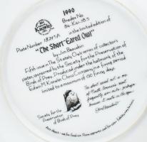 Kowles baglyos porcelán dísztál, Matricás, jelzett, hibátlan 22 cm