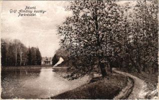 Pásztó, Gróf Almássy kastély, park részlet. Kiadja Tury István (ázott / wet damage)