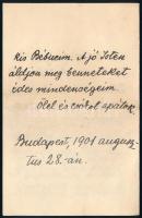 1901 Bp., Gerő Ödön (1863-1939) újságíró, műkritikus, író, szabadkőműves autográf levele gyerekeinek...