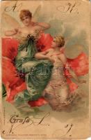 1899 (Vorläufer) Gently erotic lady art postcard, fairies. Kunstverlag Emil Dotzert No. 112. litho (EM)