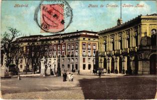 1911 Madrid, Plaza de Oriente, Teatro Real / sqaure, theatre (worn corners)