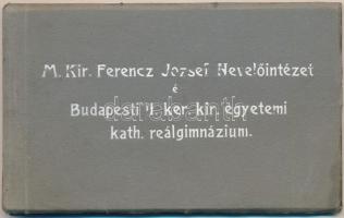 Budapest I. Ferenc József nevelőintézet és gimnázium. Ilona utca 2-4. (Szabó Ilonka utca) - képeslapfüzet 16 lappal, közte teniszpálya; Goszleth udvari fényképész felvételei