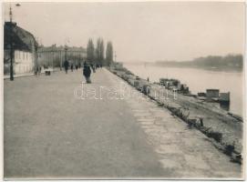 1926 Pozsony, Pressburg, Bratislava; rakpart, híd / quay, bridge. photo (vágott / cut)