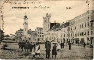 1906 Besztercebánya, Banská Bystrica; Fő tér, Özv. Rosenfeld Mórné, Fischer Alajos, Roth és Kovács, Ehrenwald Gyula, Grünwald és Schäffer J. József üzlete / main square, shops (EK)