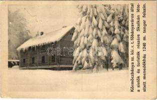 1914 Körmöcbánya, Kremnitz, Kremnica; Körmöczbánya szabad kir. r.t. főbányaváros által a síelők és turisták részére Skalkán létesített menedékház 1240 m. tenger felszín. Ritter Sándor kiadása / mountain rest house for skiers and tourists in winter (EK)