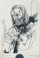 XX. Országos grafikai biennálé Miskolcon. Feledy Gyula (1928-2010) "Öreg Juhász" c. ceruzá...