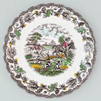 39 darabos Staffordshire Myotts Country Life angol étkészlet, benne 6 krémleves tányér 6 alátéttel, ...