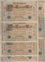 Német Birodalom / Császárság 1910. 1000M zöld "pecsét" (6x) egymás utáni ill. kis ugrású sorszámokkal T:II+,II