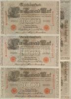 Német Birodalom / Császárság 1910. 1000M piros "pecsét" (5x) egymás utáni ill. kis ugrású sorszámokkal T:I,I-