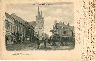 1899 (Vorläufer) Komárom, Komárnó; Fő tér és Nádor utca, Mészáros András üzlete, Takarékpénztár. Czike D. kiadása / main square, street, shops, savings bank (EK)