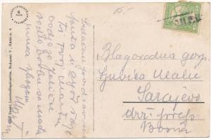 Komárom, Komárnó; Klapka tér, Városháza, szobor, gyógyszertár. Vasúti levelezőlapárusítás 6327. / sq...