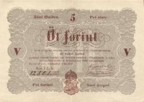 1848. 5Ft "Kossuth-bankó" 2 klf színben (vörösbarna és barna), egyiken román szövegben ékezethiba! T:II-/III+