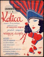 A Katica operett kottája, szövegét írta: Dr. Martos Ferenc, zenéjét szerezte: Márkus Alfréd, Byssz Róbert (1893-1961) jelzett grafikus címlapjával