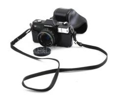 Hanimex RF35d fényképezőgép, Hanimar 1:2.8 45mm objektívvel, sapkával, beépített vakuval, eredeti to...