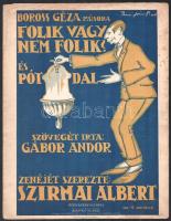 1918 Baross Géza műsora: Folik vagy nem folik? és pótdal, grafikus címlappal