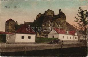 1917 Fülek, Filakovo; várrom. Vasúti levelezőlapárusítás 38. / castle ruins, automobile (EK)