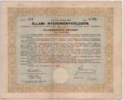 Budapest 1941. "4%-kal kamatozó állami nyereménykölcsön - államadóssági kötvény" 50P-ről +...