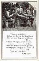 1915 Vater, wir rufen Dich! A. M. Vállas. Oesterr-ungar. Invalidendank / WWI Austro-Hungarian K.u.K. military art postcard, praying soldiers