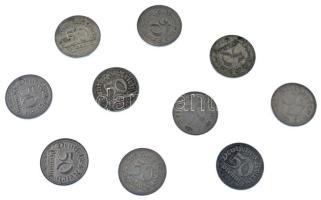 Német Birodalom 1919-1922. 50pf Al (8xklf) + 1935. 50pf Al (2xklf) T:AU-VF
German Empire 1919-1922....