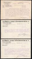 cca 1928 Győrffy-Wolf Fémárugyár fejléces papírok