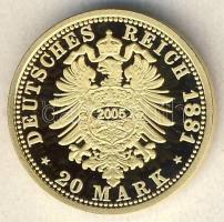 Német Birodalom / Császárság / Hamburg 1881J 20M Au (0,585) 3,5g újveret T:PP ismertető tanúsítvánny...