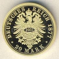 Német Birodalom / Császárság / Sachsen 1879. 20M Au (0,585) 3,5g újveret T:PP ismertető tanúsítvánny...