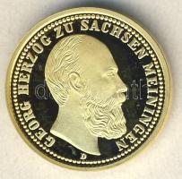 Német Birodalom / Császárság / Sachsen/Meiningen 1872. 20M Au (0,585) 3,5g újveret T:PP ismertető tanúsítvánnyal, csak 10.000 db! R!