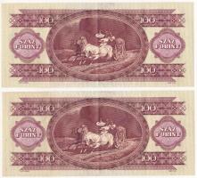 1984. 100Ft (2x) sorszámkövetők "B 033 214448 - B 033 214449" T:F szép papír Adamo F35