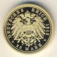 Német Birodalom / Császárság / Württenberg 1913. 20M Au (0,585) 3,5g újveret T:PP ismertető tanúsítv...