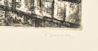 id. Imre István (1918-1983): Várnegyed, Buda. Rézkarc, papír. Jelzett. Számozott (94/100). 39x29 cm