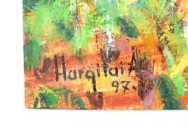 Hargitai A. jelzéssel: Táj házakkal, 2 db. Olaj, farost / karton, 17,5x25 cmx2