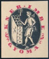 Kozma Lajos (1884-1948) : Ex libris Kner Imre. Klisé, papír. Jelzett a nyomaton. 5x4 cm