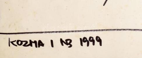 Kozma István (1937-2020): Női alak, 1999. Filctoll, papír, jelzett, Kozma István autográf dedikációj...